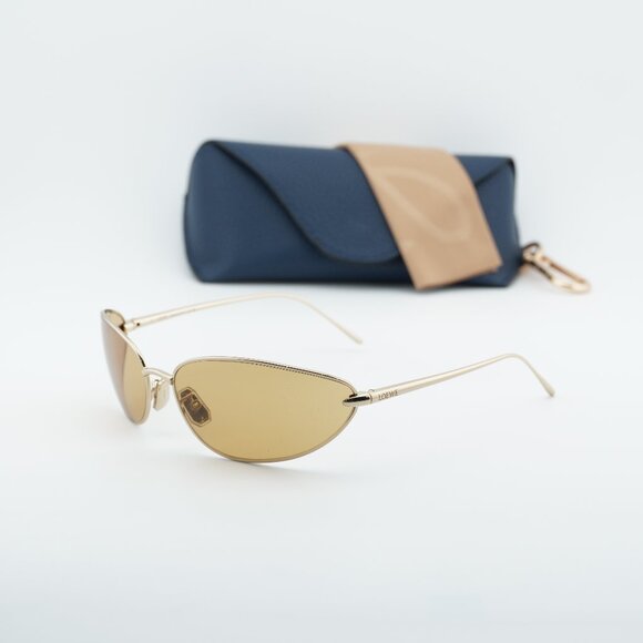 Loewe LW40164U 32E Oval Sunglasses – Shiny Gold\\Brown main image 4